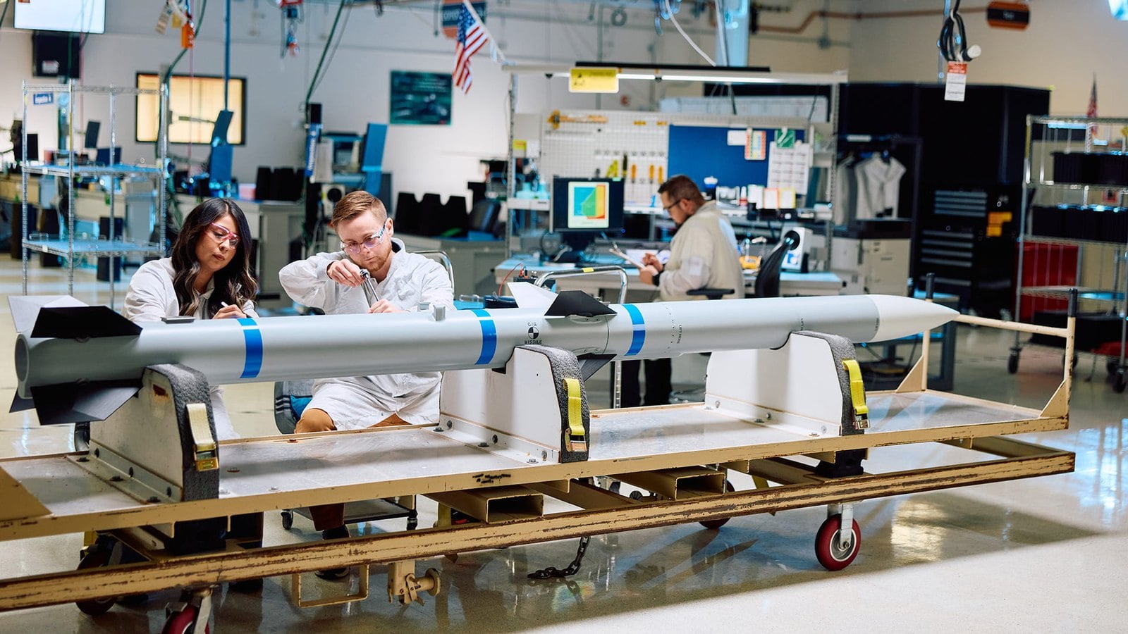 AIM-120 AMRAAM missile on the production line at Raytheon in Tucson