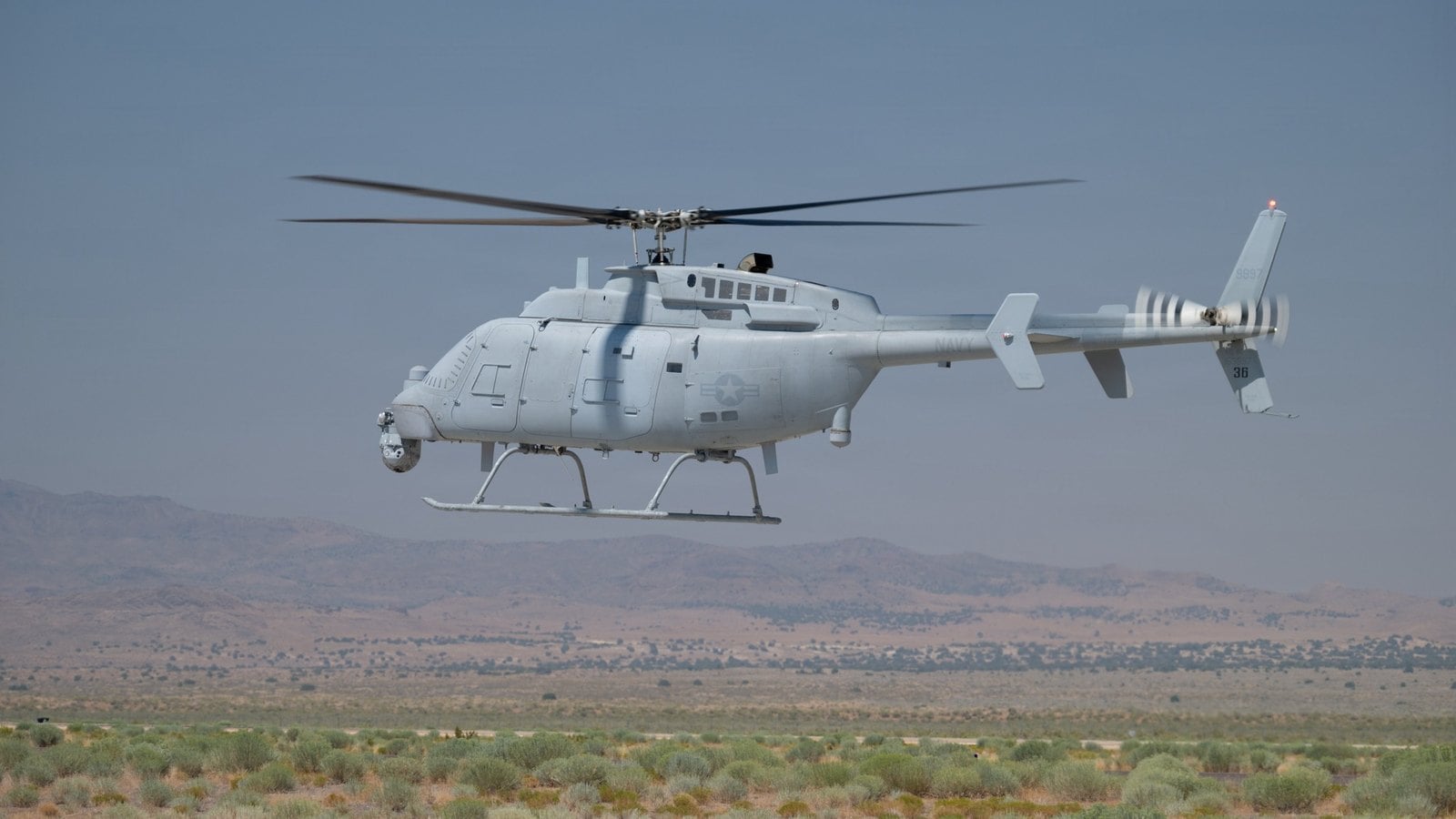 MQ-8C Fire Scout hovering at Dugway Proving Ground during US Army test flights