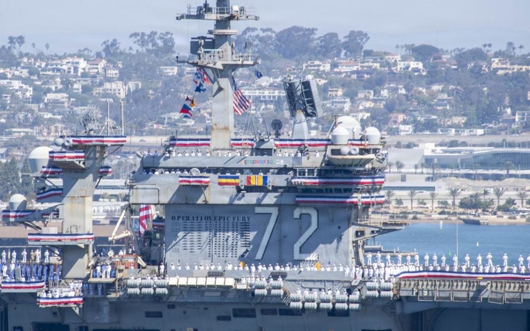 USS Abraham Lincoln Comes Home Covered in Epic Fury Kill Marks