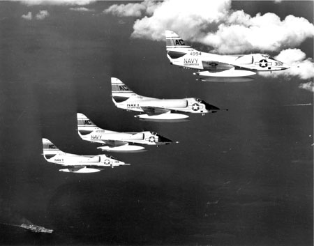 A4D-2 Skyhawks of VA-34 over USS Essex in April 1961