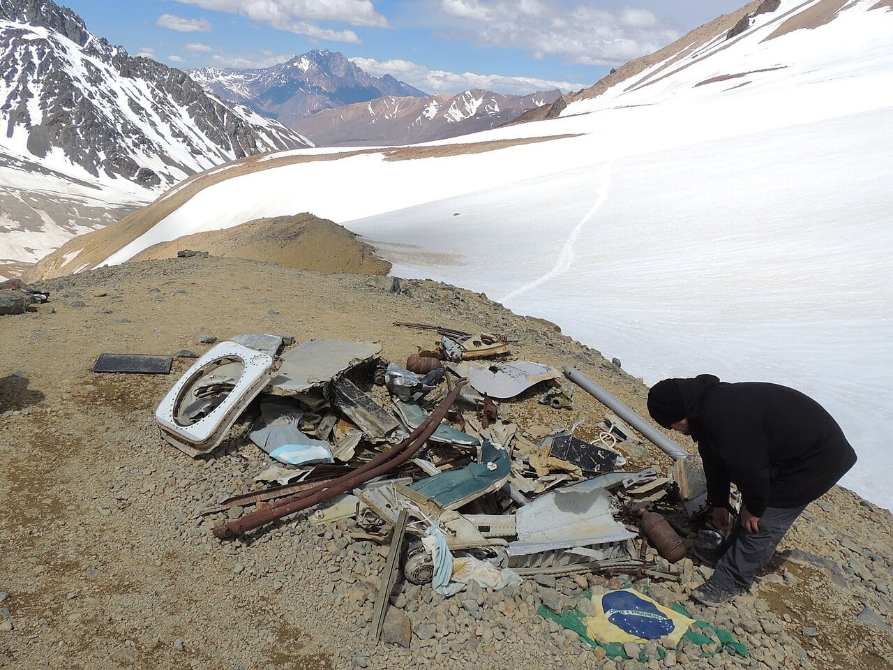 Mountain panorama seen from the Flight 571 wreckage site in the Andes