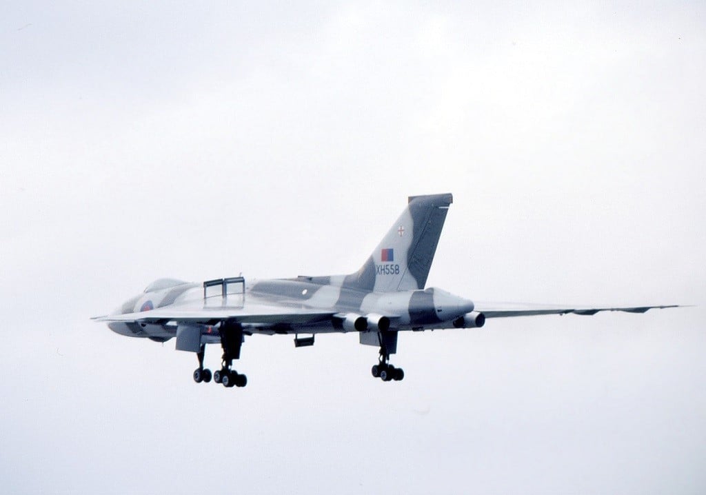 Avro Vulcan B2 XH558 in flight at RAF Mildenhall