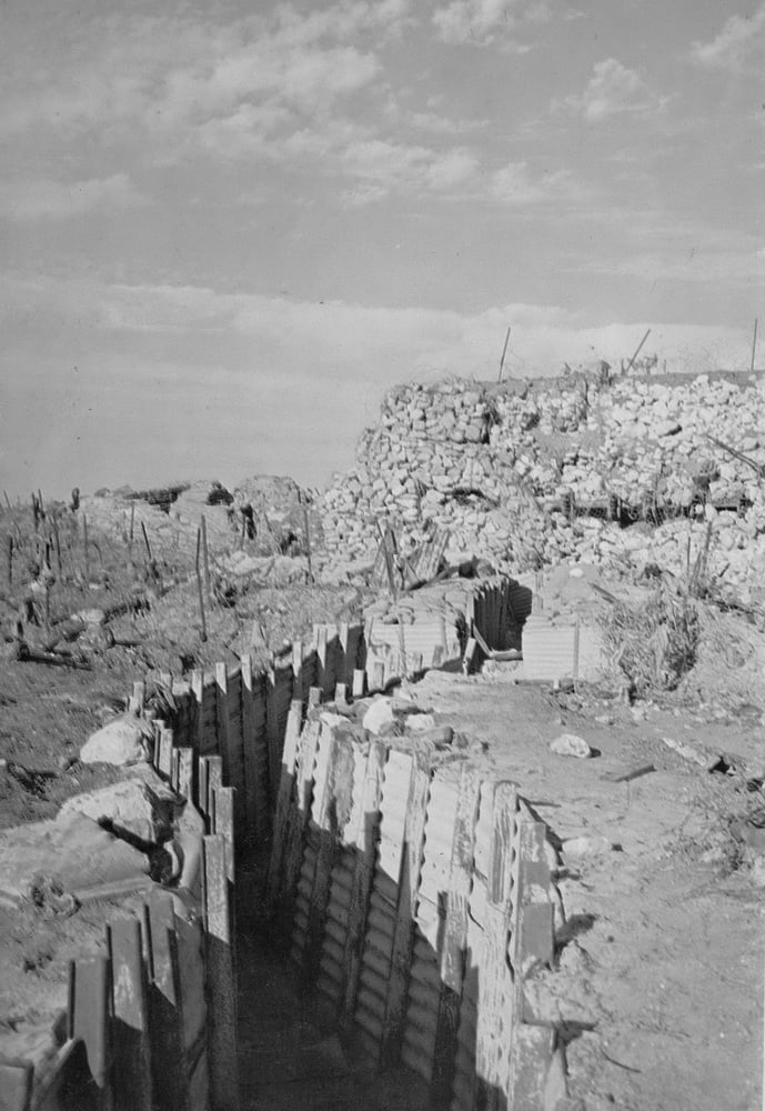A trench and bunker of the Israeli Bar Lev Line along the Suez Canal