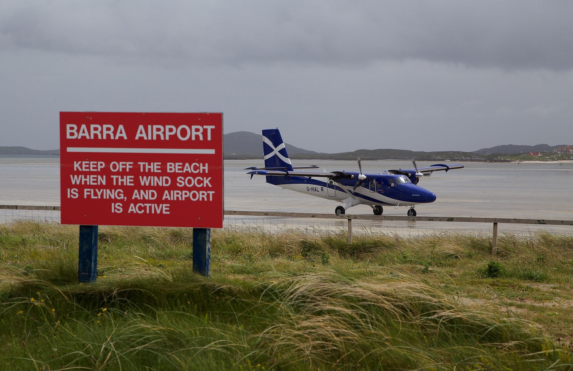 Loganair Twin Otter on the beach runway at Barra