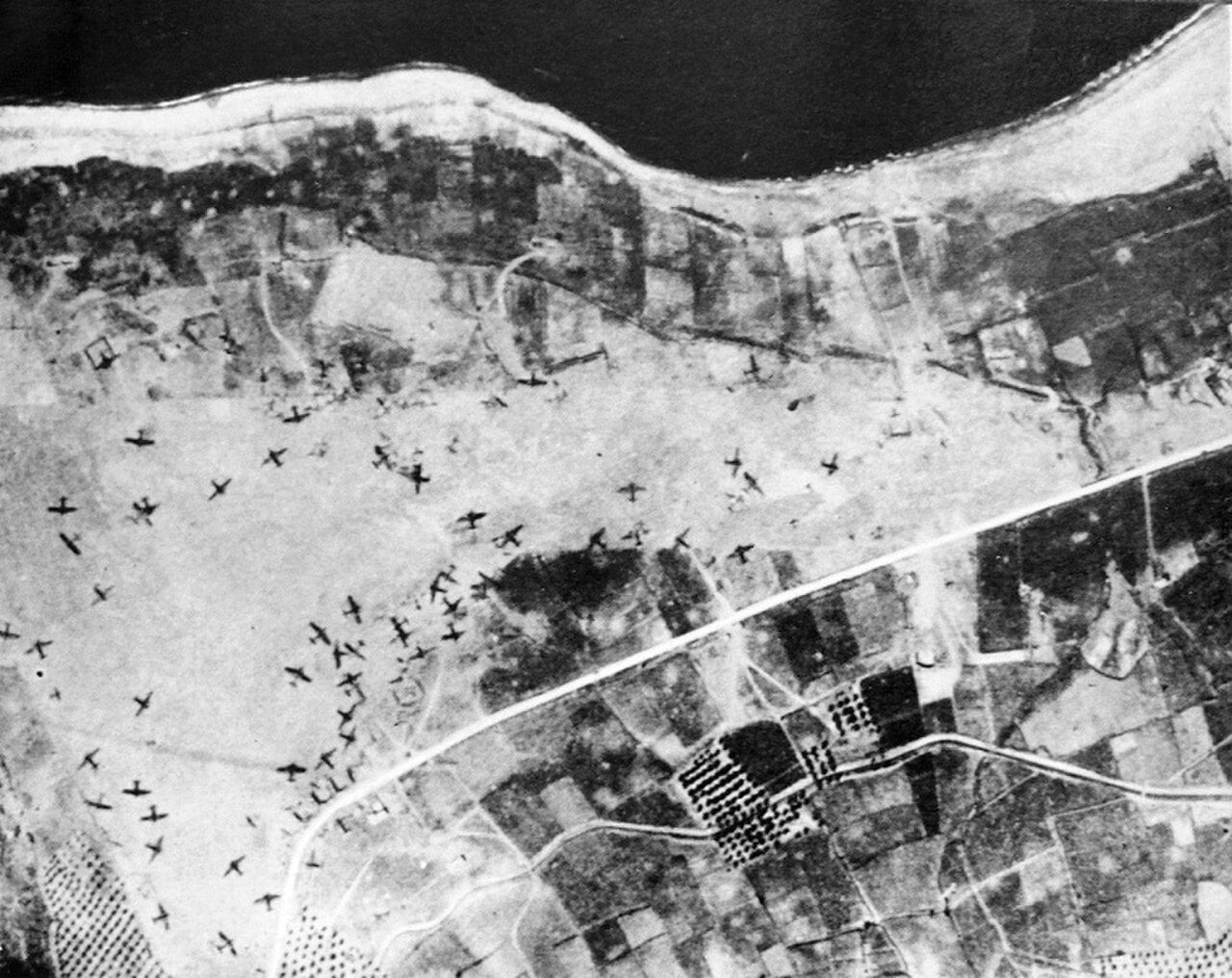 German Junkers Ju 52 transport aircraft on Maleme airfield, Crete, 1941
