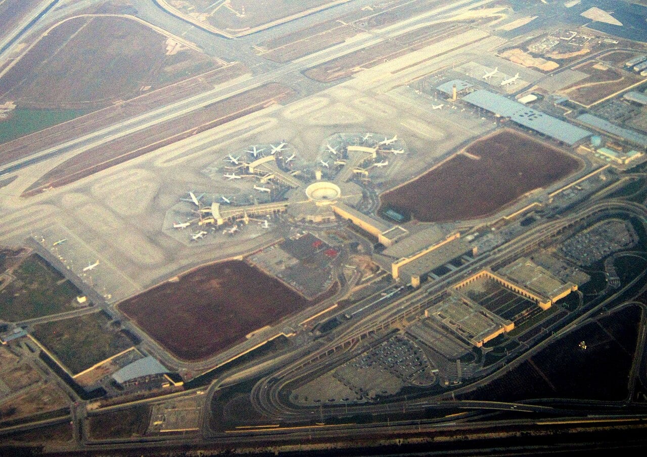Aerial view of Ben Gurion International Airport near Tel Aviv