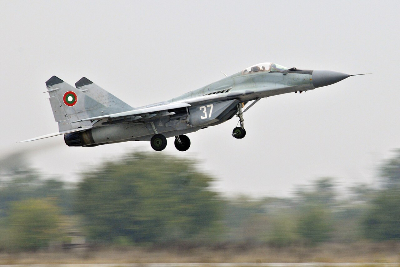 Bulgarian Air Force MiG-29A number 37 taking off at Graf Ignatievo