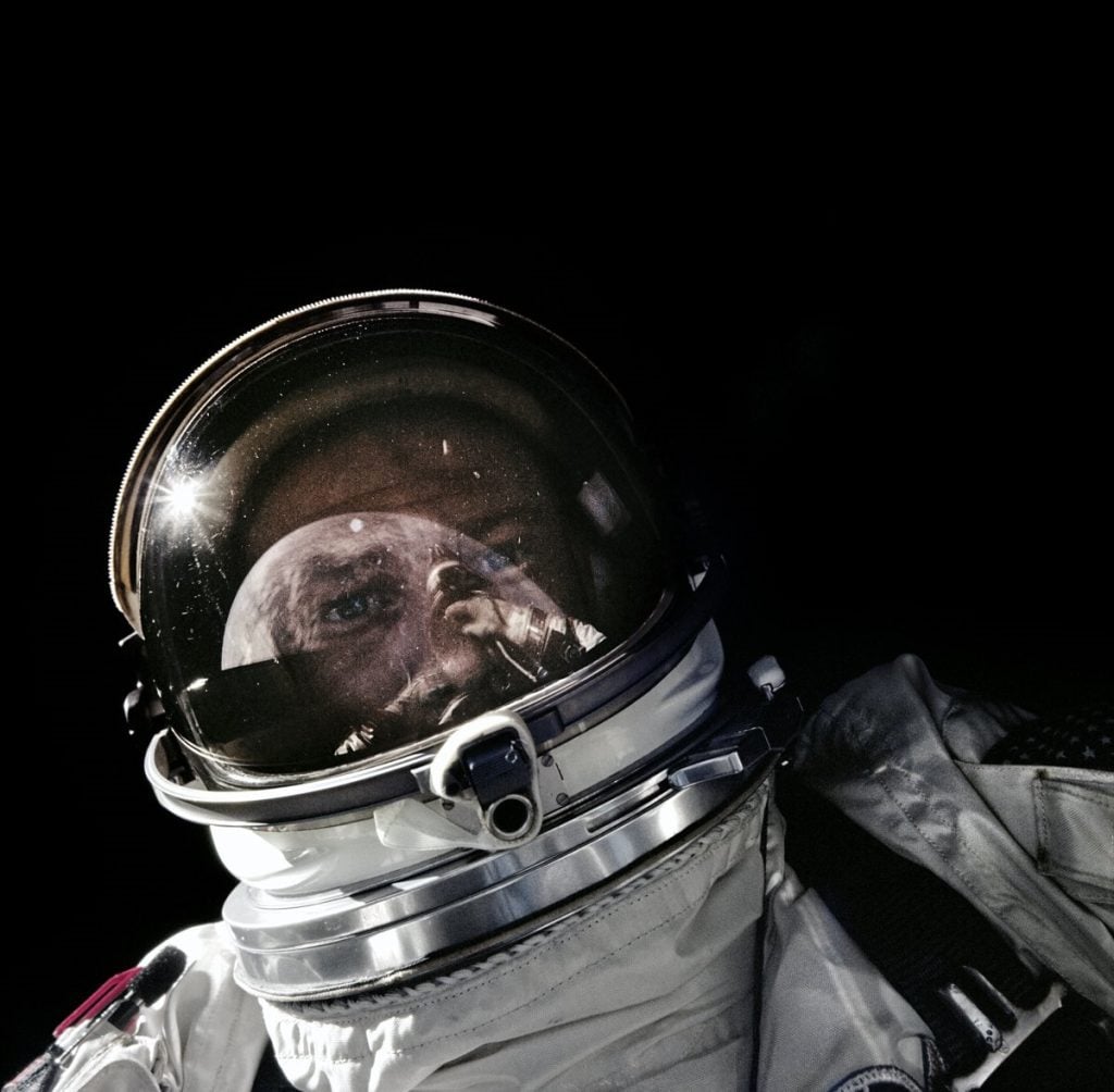 Buzz Aldrin during his Gemini 12 spacewalk in November 1966