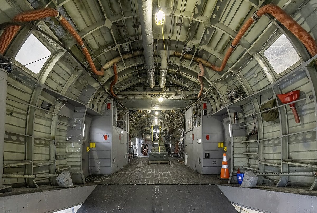 Interior cargo hold of a Fairchild C-123K Provider