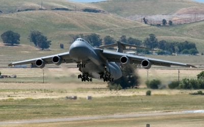 C-5 Galaxy Landing Gear Down at 22,000 Feet Over Slovakia