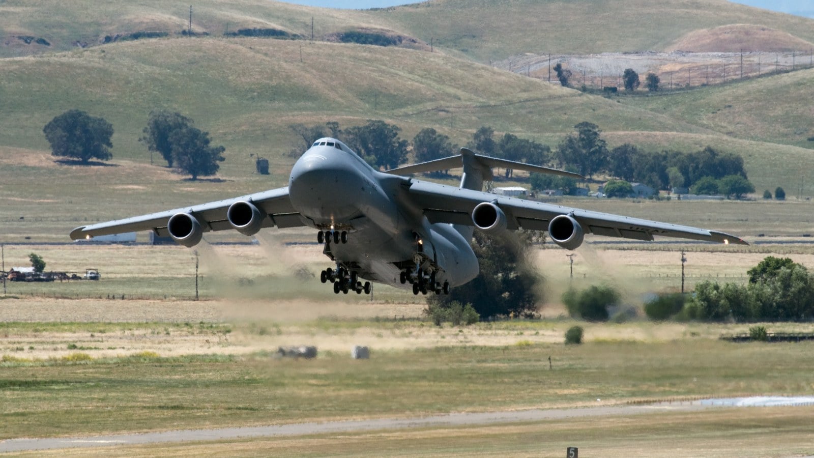 C-5 Galaxy Landing Gear Down at 22,000 Feet Over Slovakia