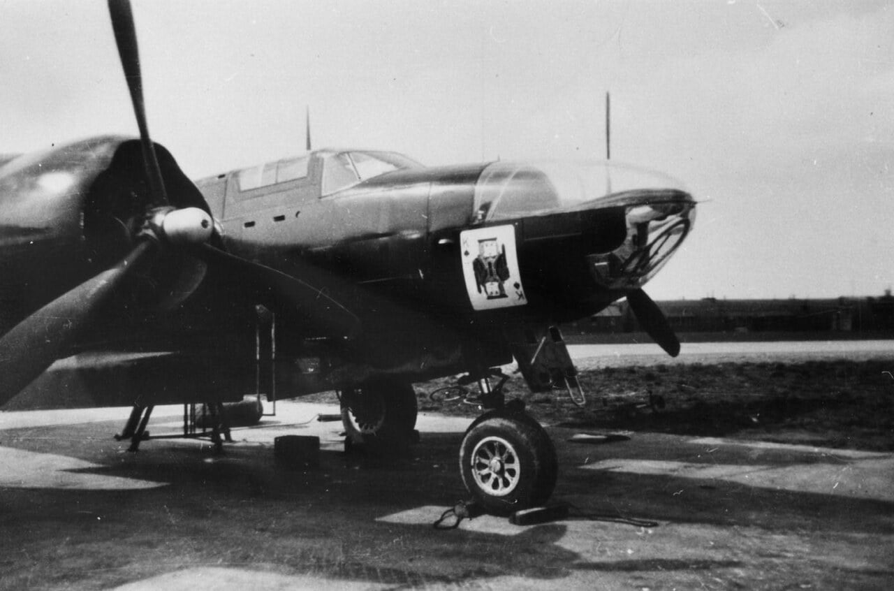 Black-painted A-26 Invader of the 492nd Bomb Group on the ground at Harrington in spring 1945