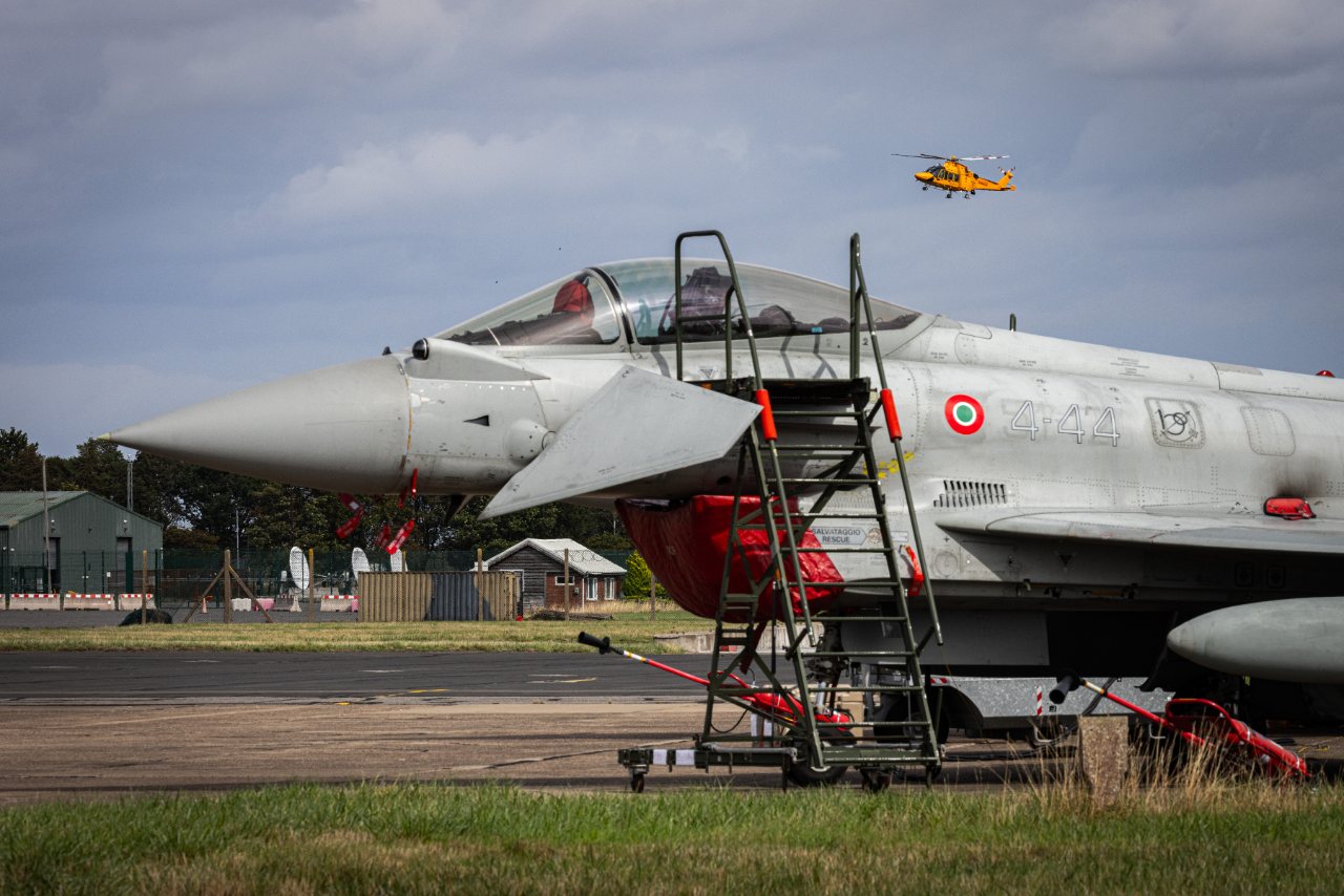 Italian Air Force Eurofighter Typhoon on a taxiway during Exercise Cobra Warrior 26-2
