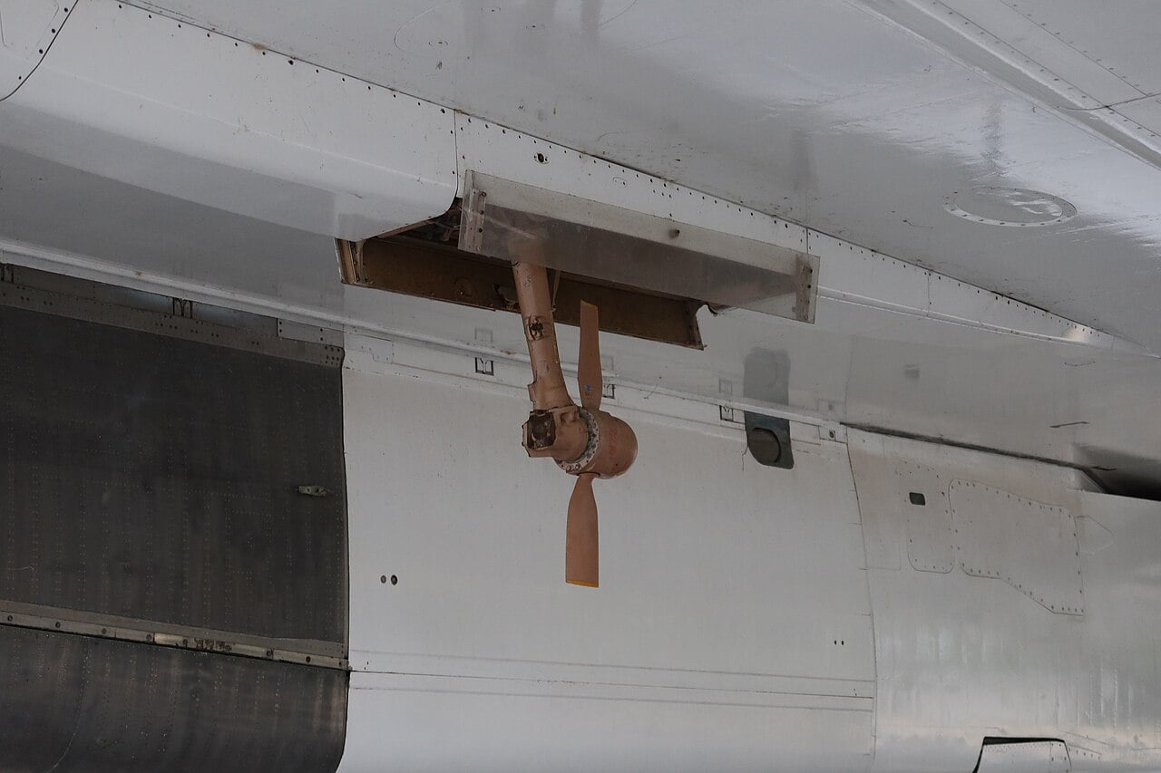 Ram air turbine deployed from the underside of Concorde