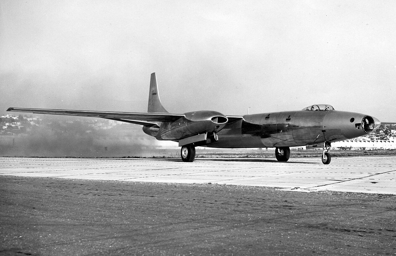 Convair XB-46 on the ground with engines running