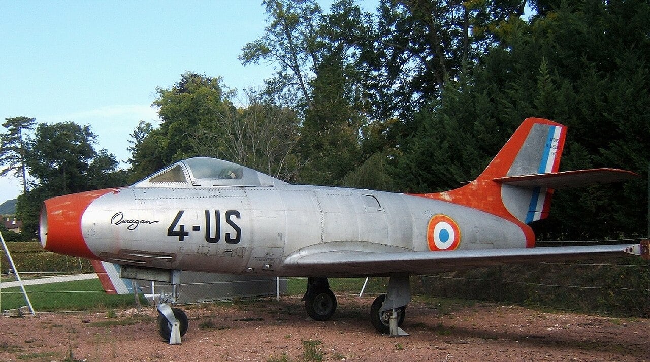 Dassault MD.450 Ouragan 4-US in French Air Force markings preserved at Savigny-les-Beaune