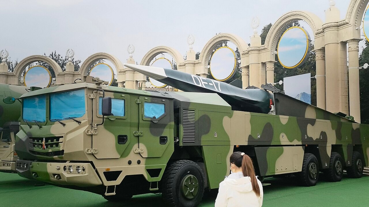 DF-17 hypersonic boost-glide missile on its transporter-erector-launcher at a Beijing exhibition, 2022