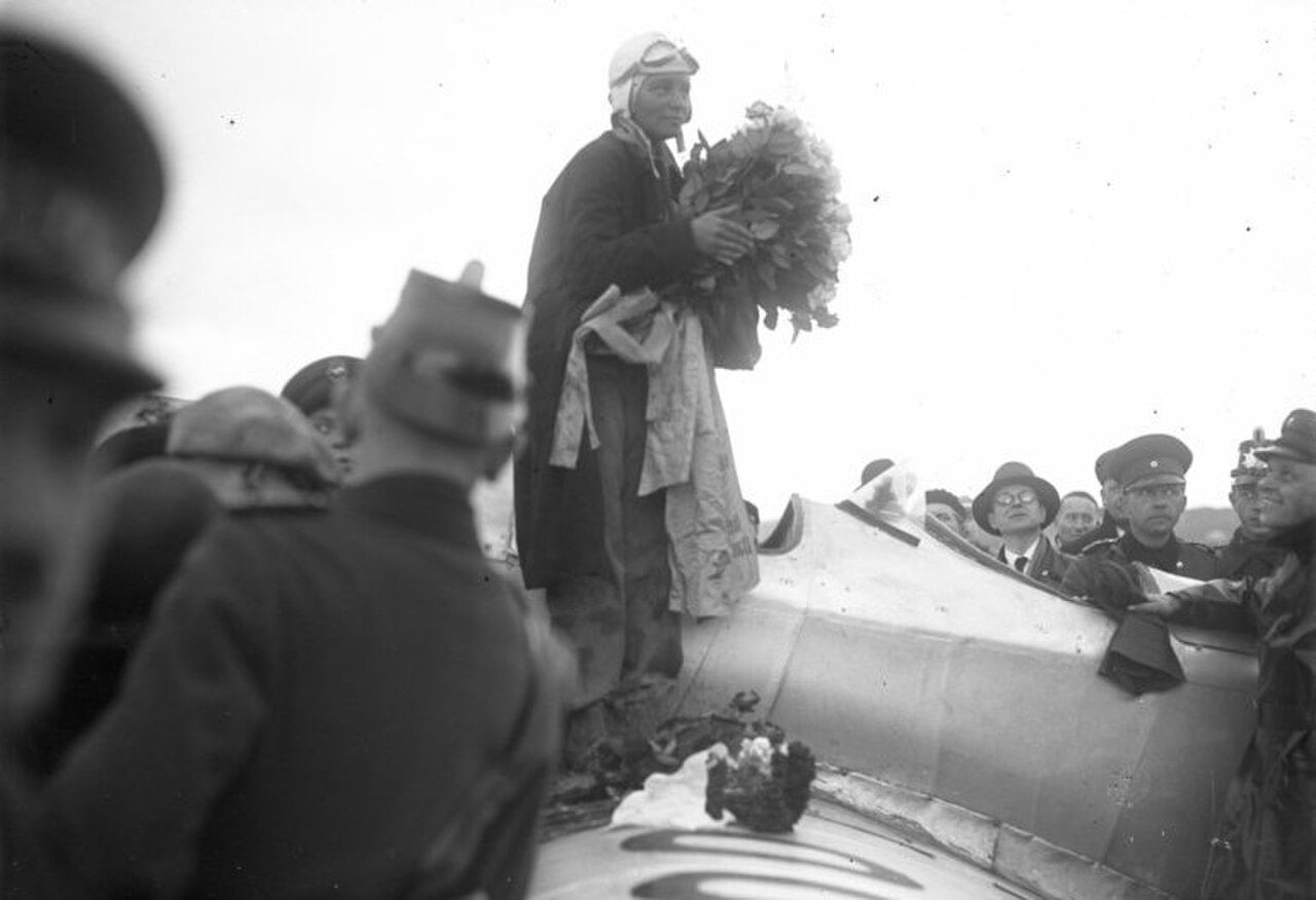 Elly Beinhorn arriving at Berlin-Tempelhof airport after her 1931 flight to Africa
