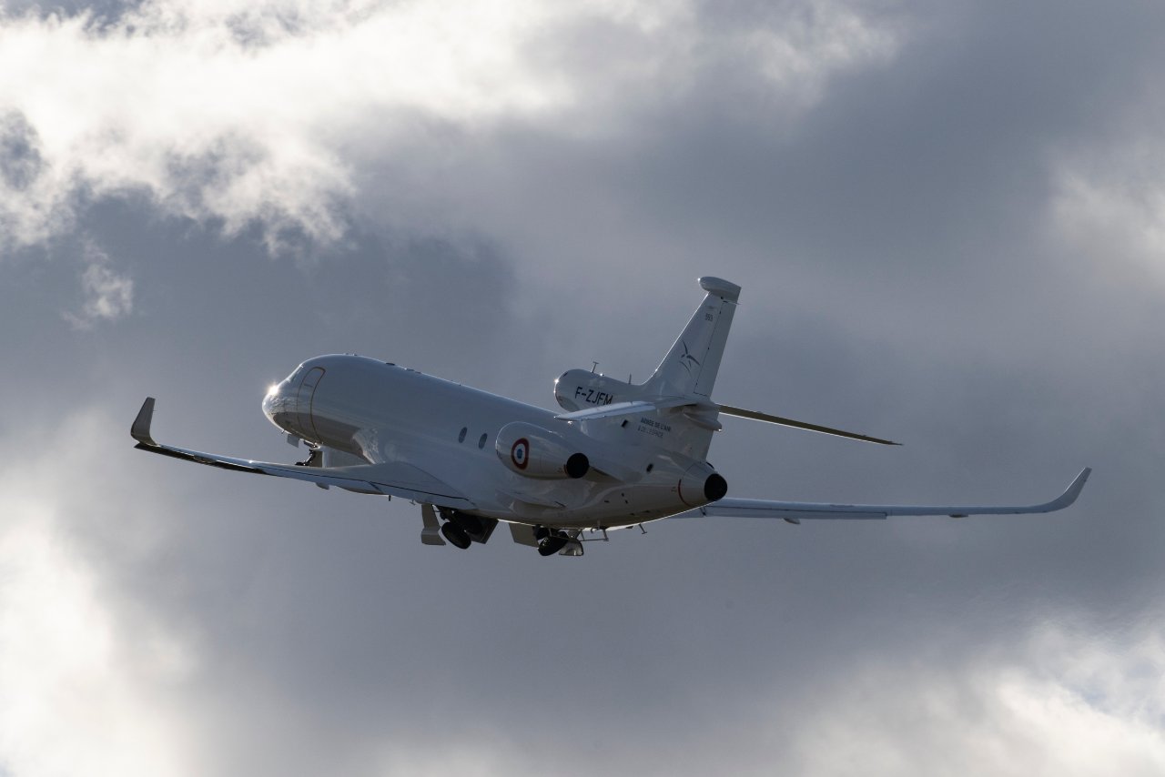 Falcon 8X Archange SIGINT aircraft in flight