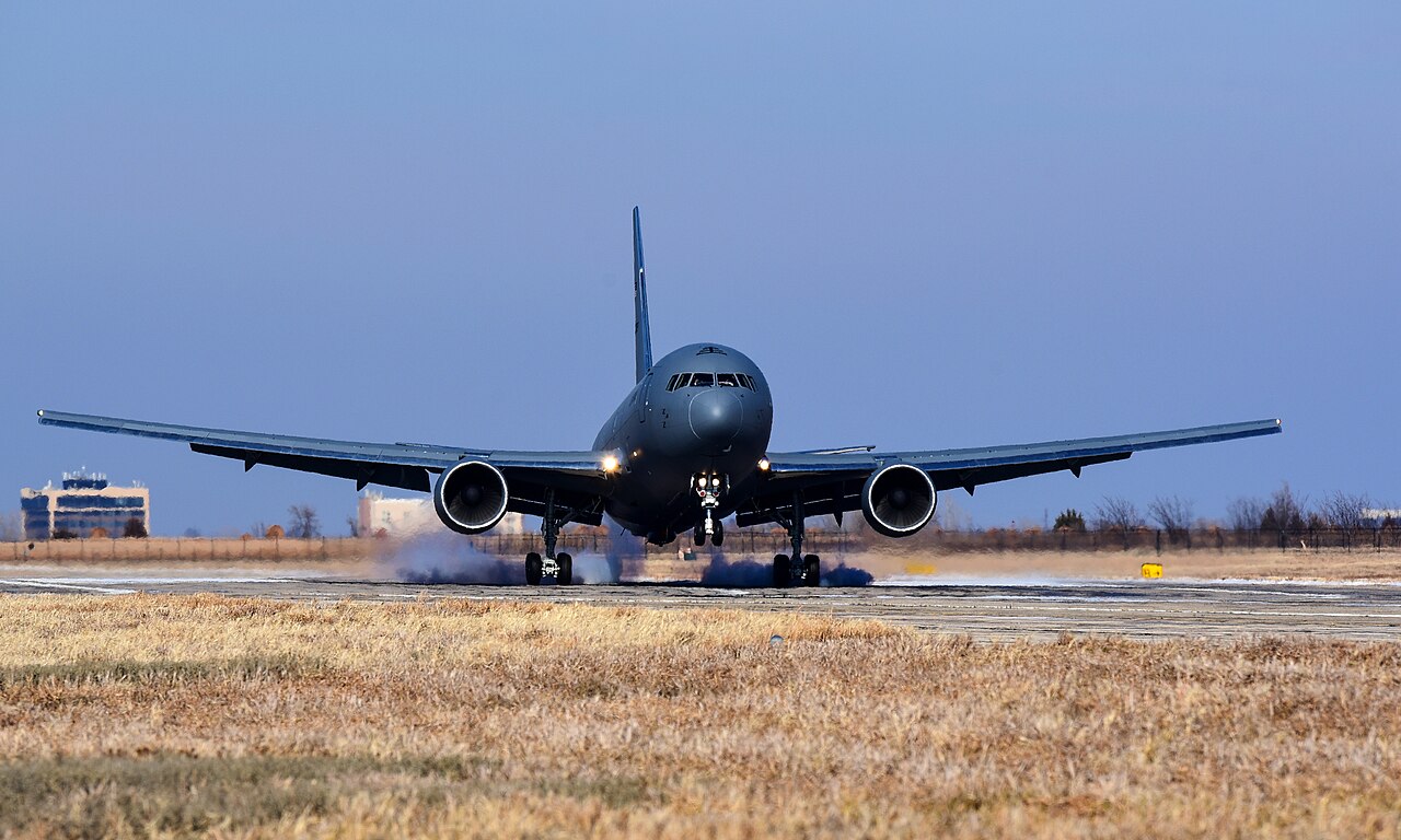 First delivered KC-46A landing at McConnell AFB