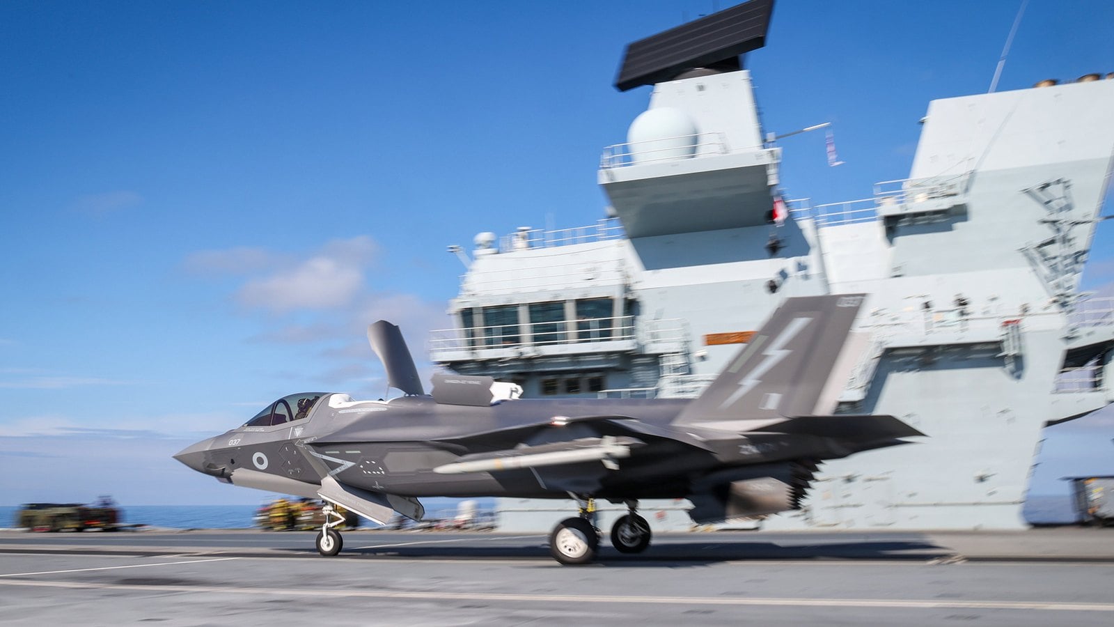 British F-35B Lightning on the flight deck of HMS Prince of Wales