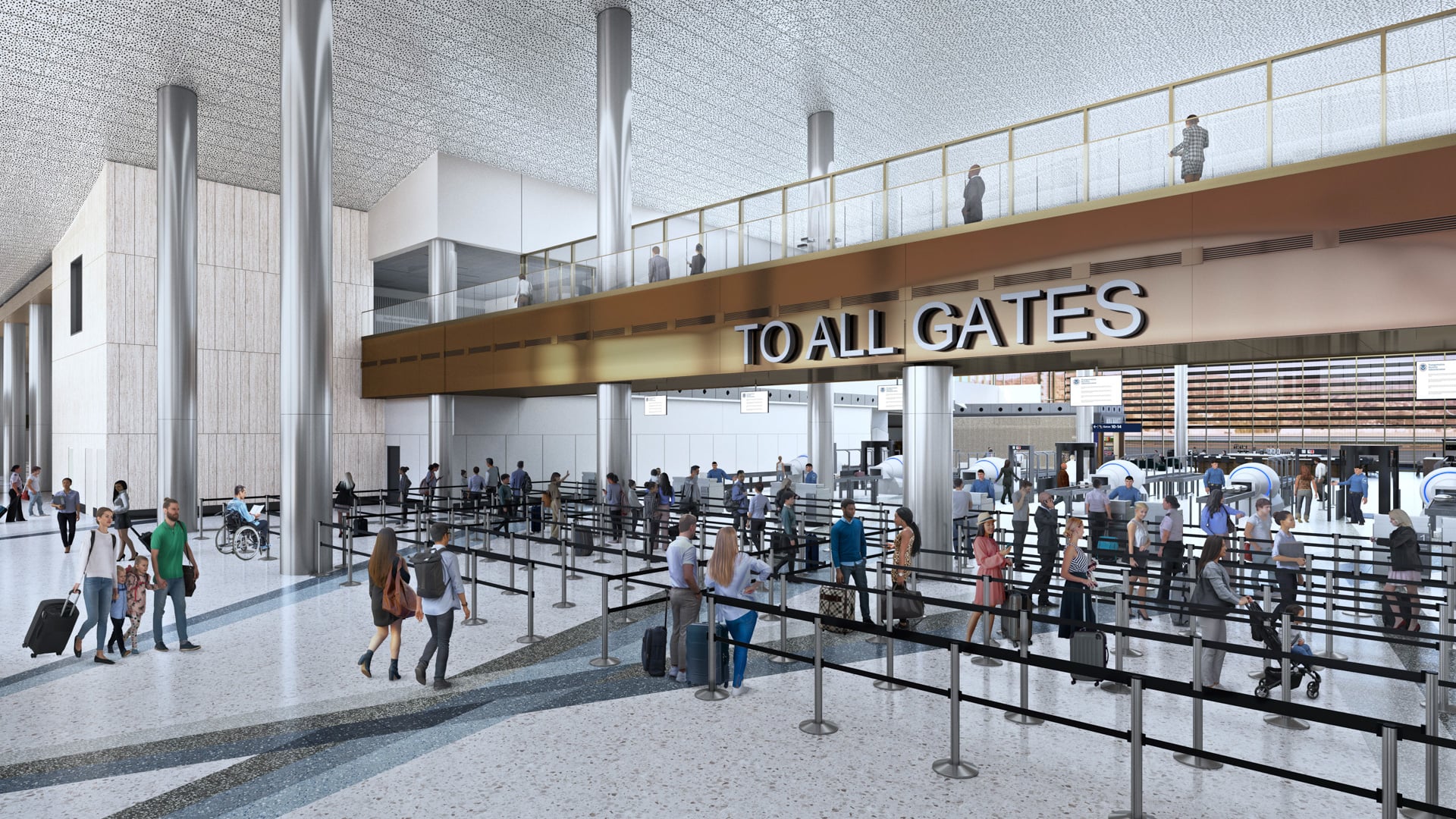 Rendering of the new consolidated security checkpoint at Hollywood Burbank Airport