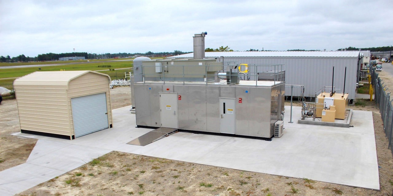 Honeywell Modular Test Cell for F-35 PTMS turbomachines at an airfield depot