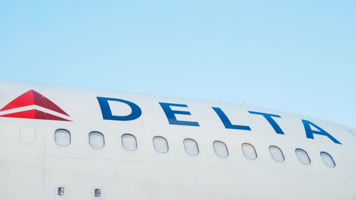 Delta Air Lines aircraft fuselage with Delta titles