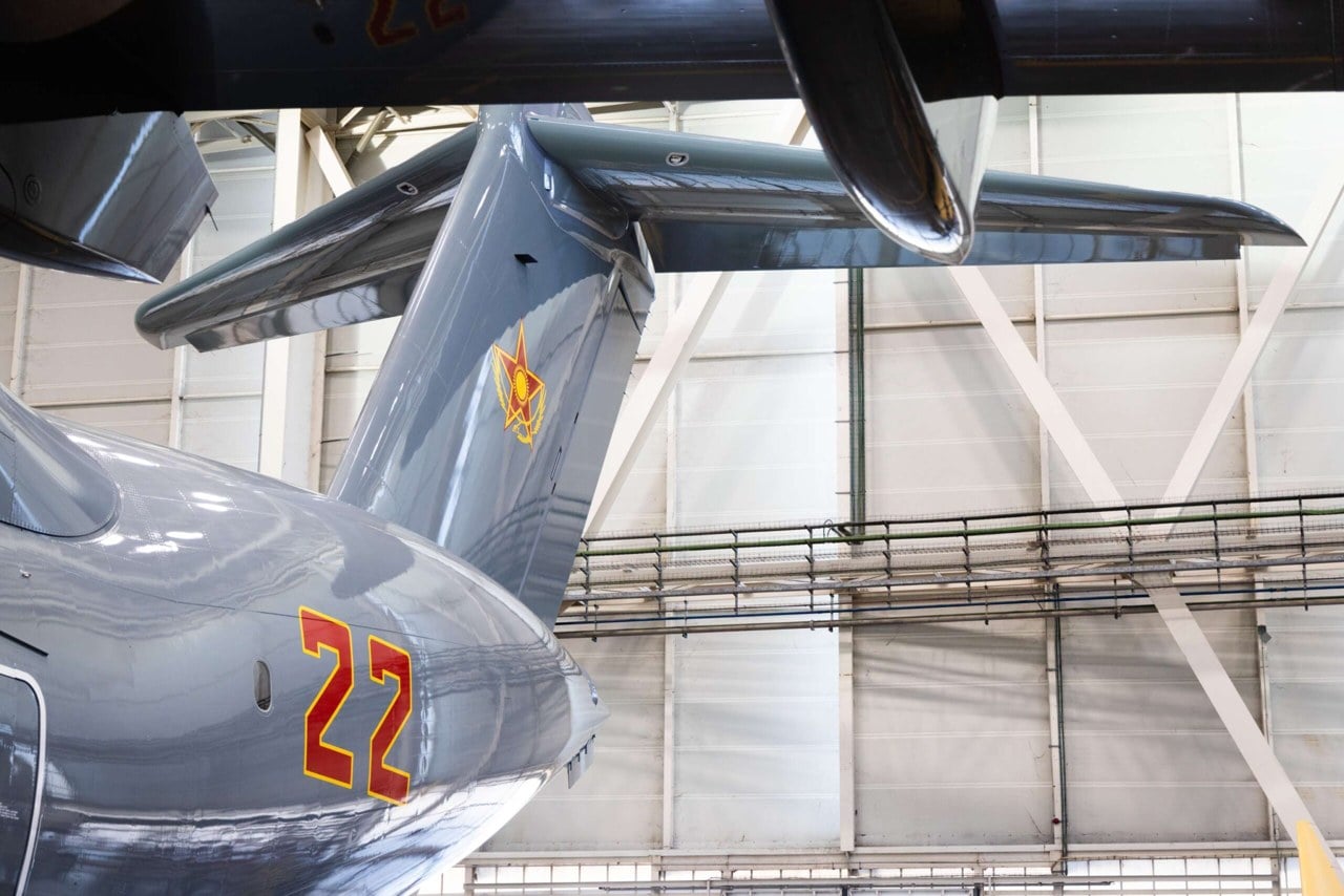 Tail of Kazakhstan's second A400M with red star and number 22