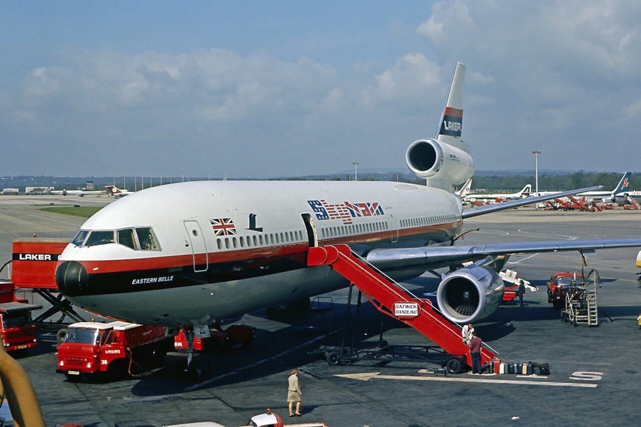 Laker Airways DC-10-10 in Skytrain markings in the 1970s