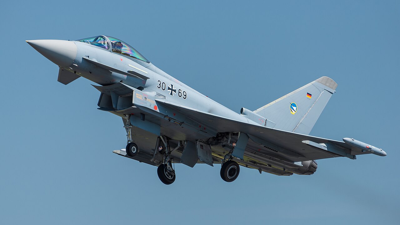 A German Air Force Eurofighter Typhoon at the Royal International Air Tattoo 2024