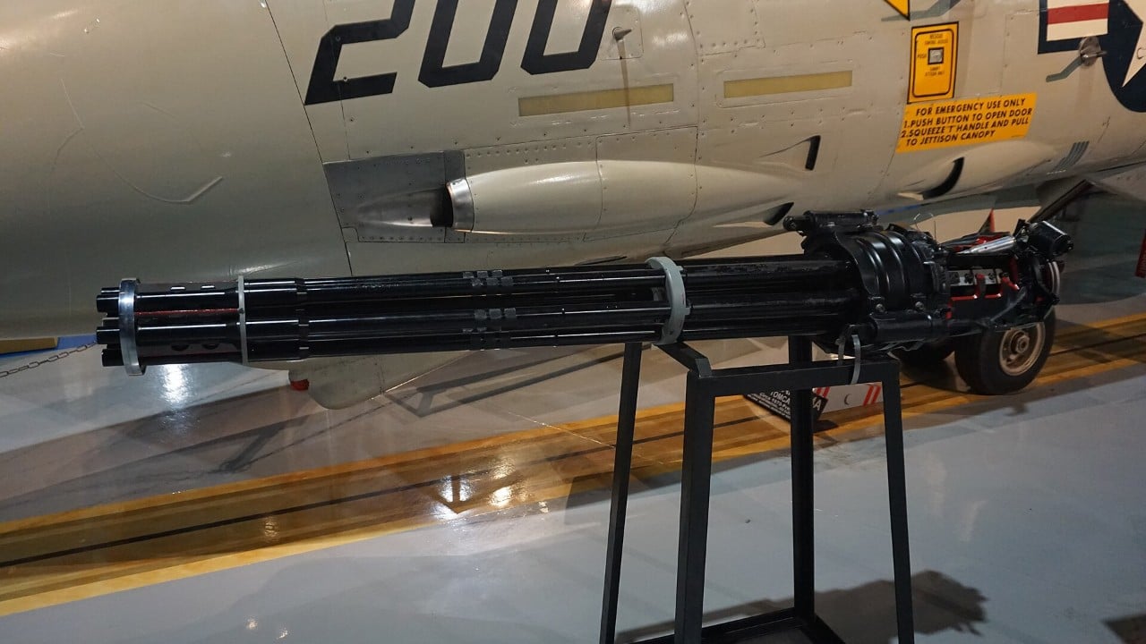 General Electric M61A1 Vulcan 20mm six-barrel rotary cannon on display General Electric M61A1 Vulcan 20mm six-barrel rotary cannon on display