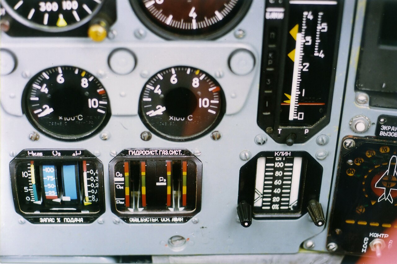 MiG-29 Fulcrum instrument panel in light grey