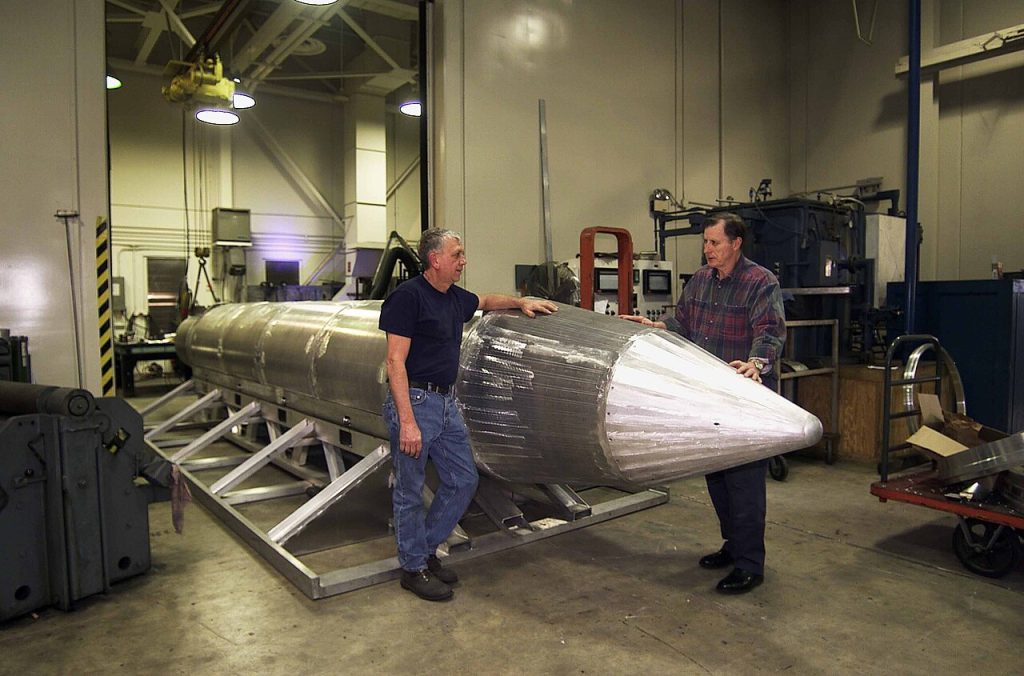 Al Weimorts, creator of the GBU-43/B MOAB, with the bomb