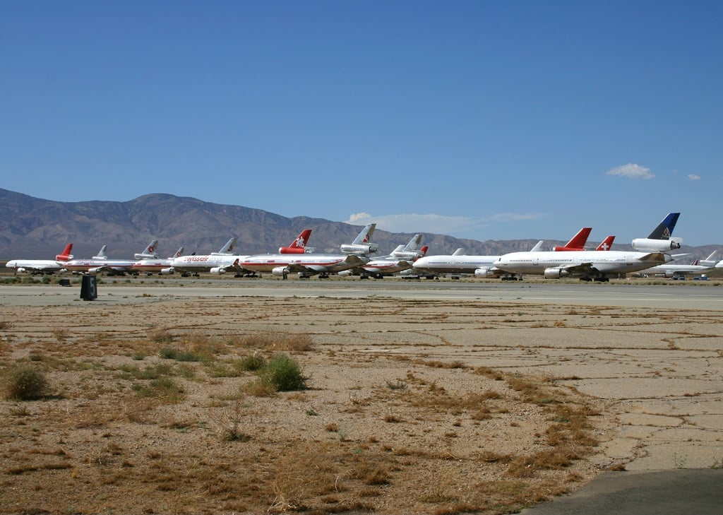 Stored DC-10 airliners at Mojave