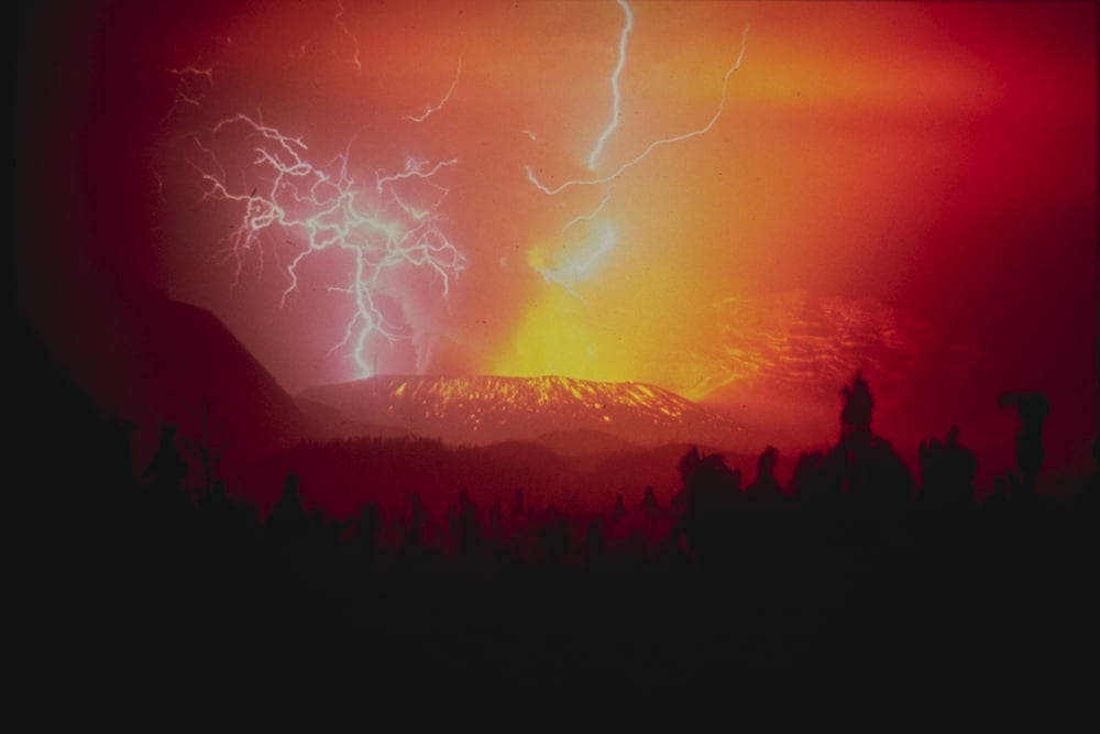 Mount Galunggung erupting in Indonesia in 1982