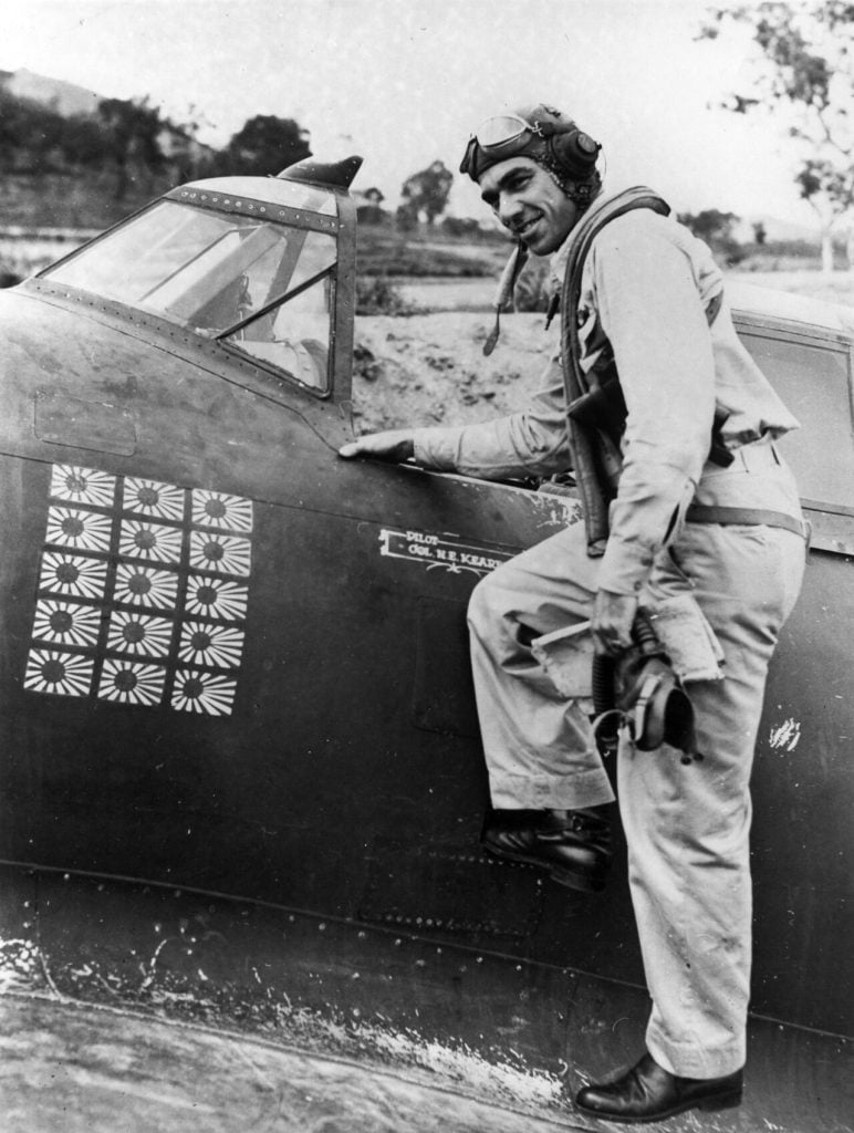 Col. Neel Kearby with his P-47 Thunderbolt, around 1943
