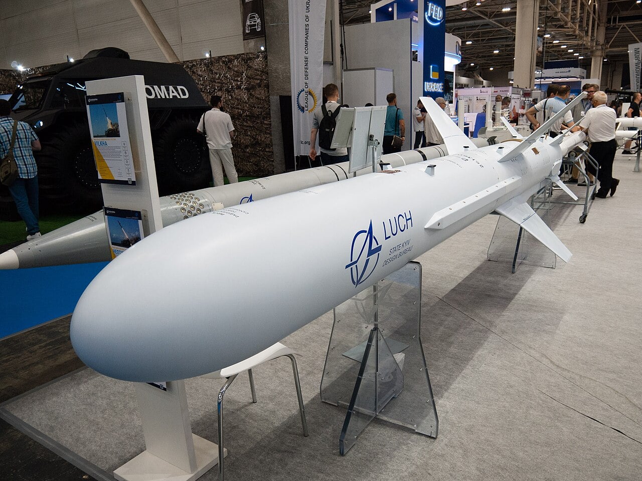 Ukrainian R-360 Neptune cruise missile on display in Kyiv in 2021