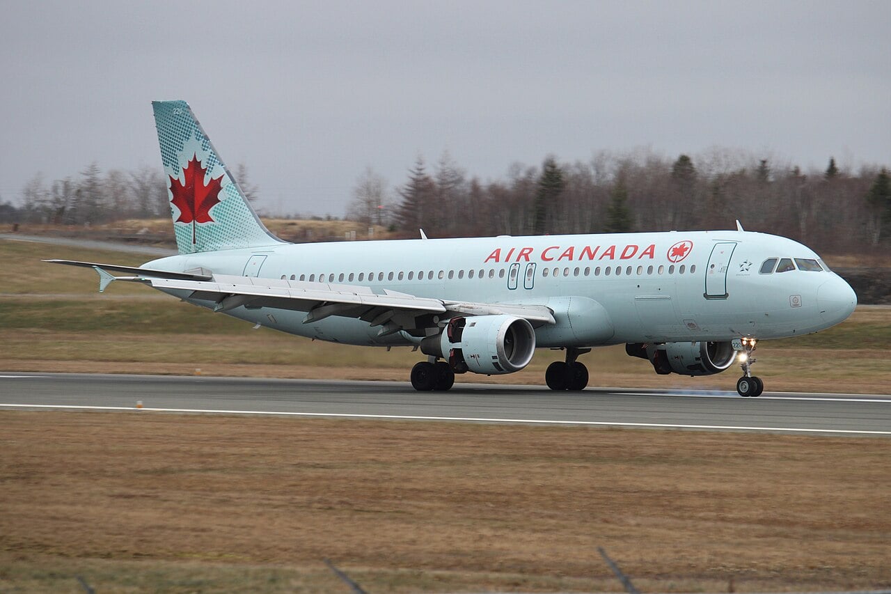 Air Canada Airbus A320 C-FKCK, the aircraft of Flight 759 Air Canada Airbus A320 C-FKCK, the aircraft flown as Flight 759 at San Francisco in 2017, on the runway at Halifax in November 2019