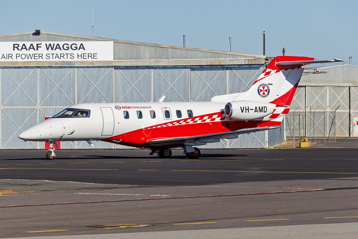 Pilatus PC-24 VH-AMD operated by Pel-Air for NSW Ambulance at Wagga Wagga airport