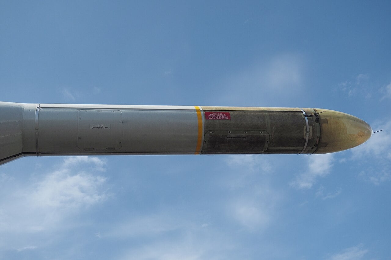 Tail boom housing the magnetic anomaly detector of a German Navy P-3C Orion
