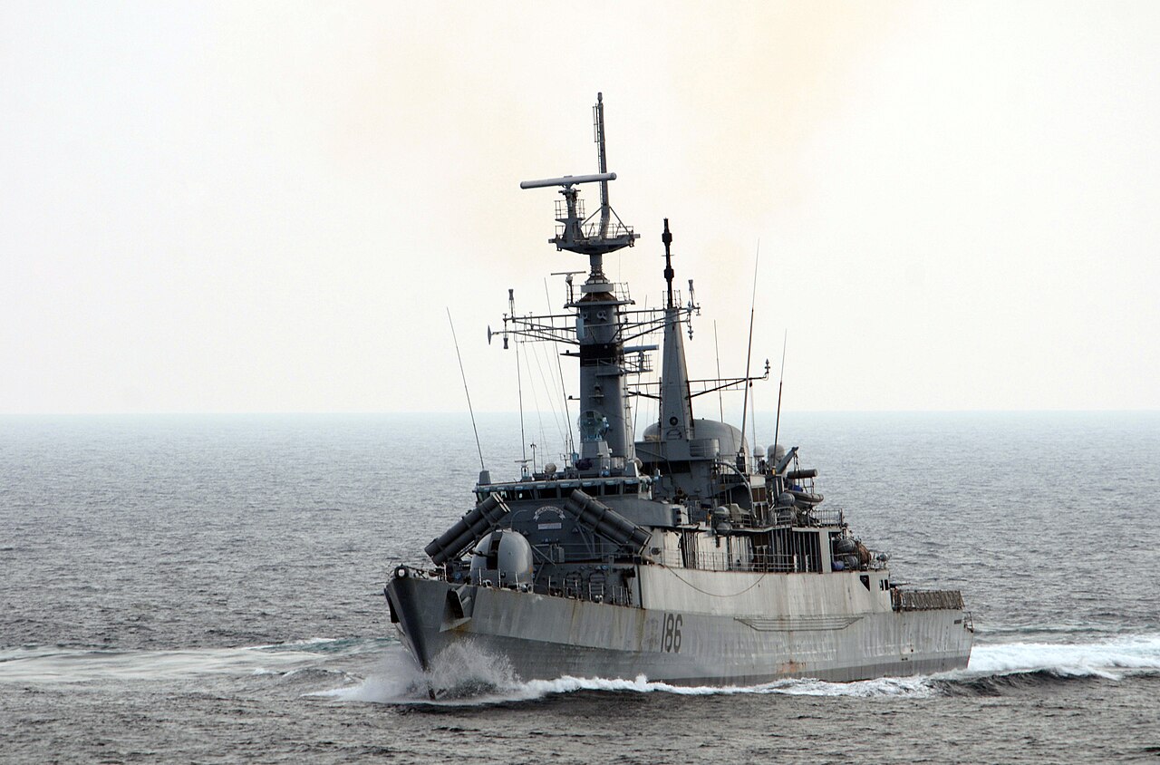 A Pakistan Navy ship under way in the Arabian Sea