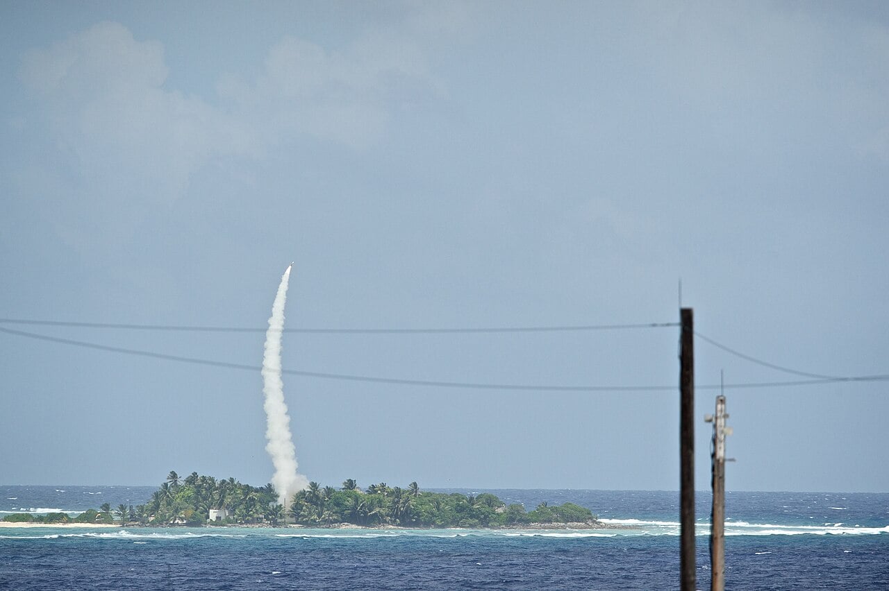 A Patriot interceptor is launched during a test from Omelek Island