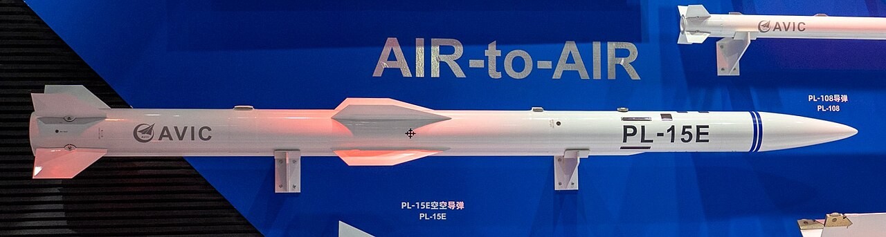 The Chinese PL-15E export beyond-visual-range air-to-air missile on display