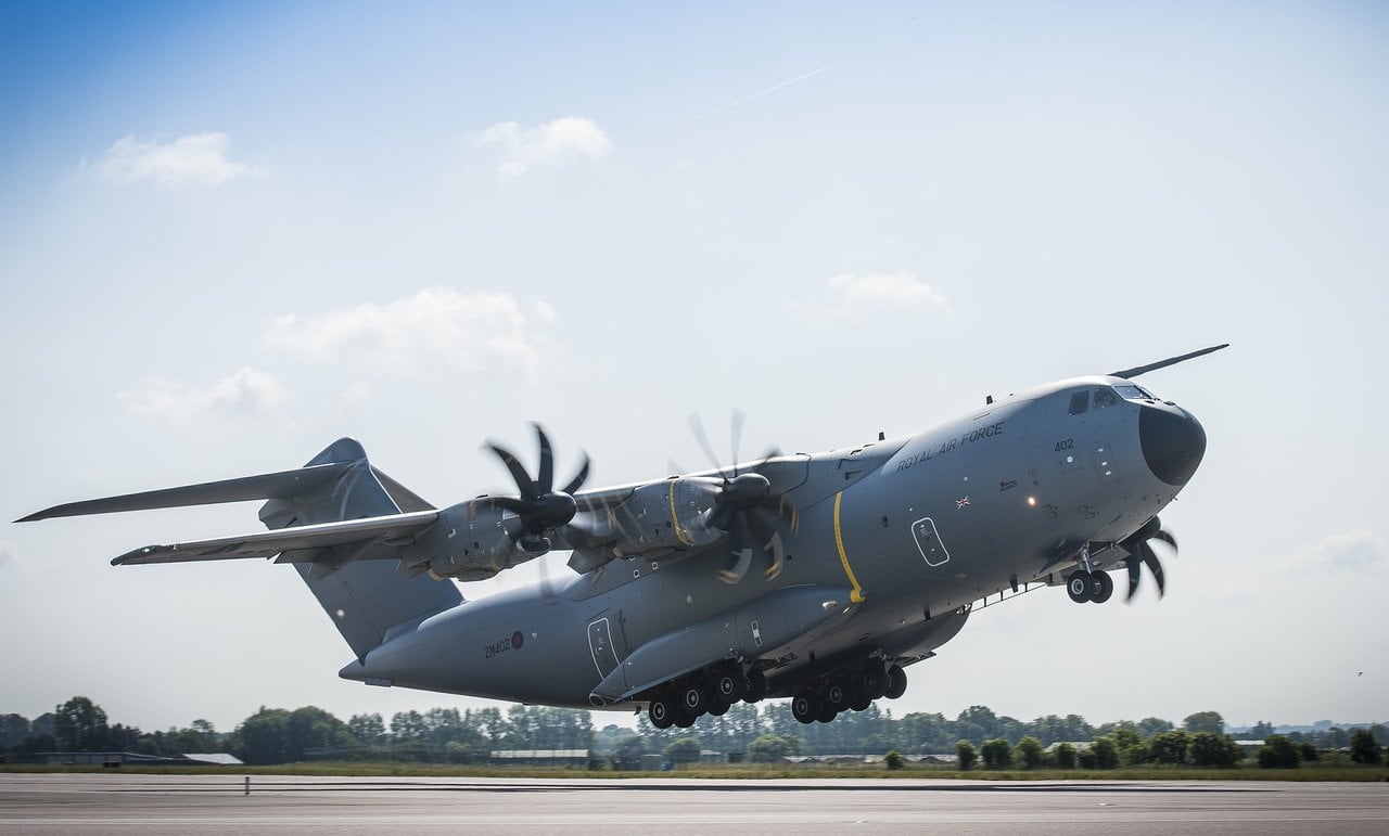 RAF A400M Atlas ZM402 taking off from RAF Brize Norton