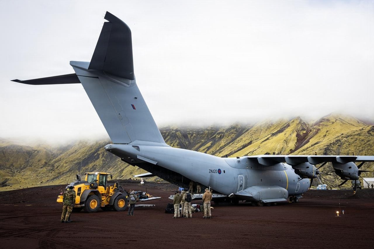 RAF A400M Atlas ZM420 unloading equipment on Jan Mayen during Operation Atlantic City