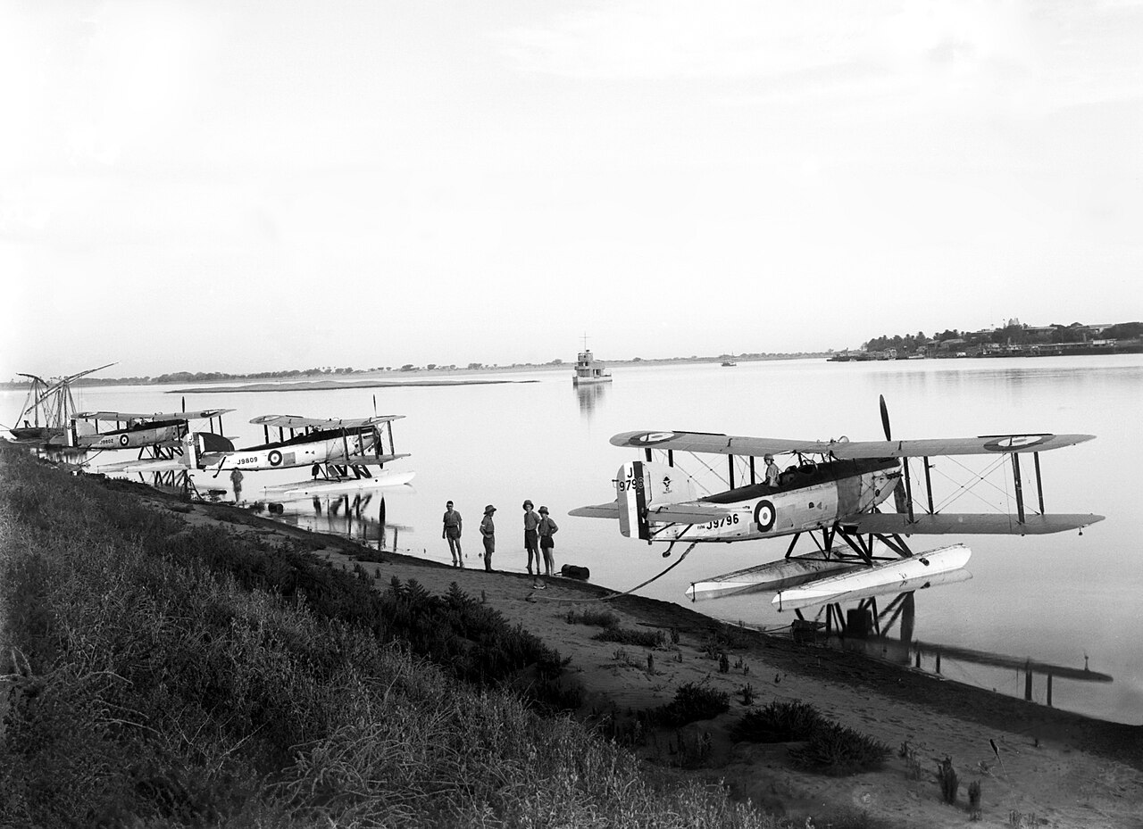 Three Fairey IIIF seaplanes of No. 47 Squadron RAF on the Blue Nile at Khartoum