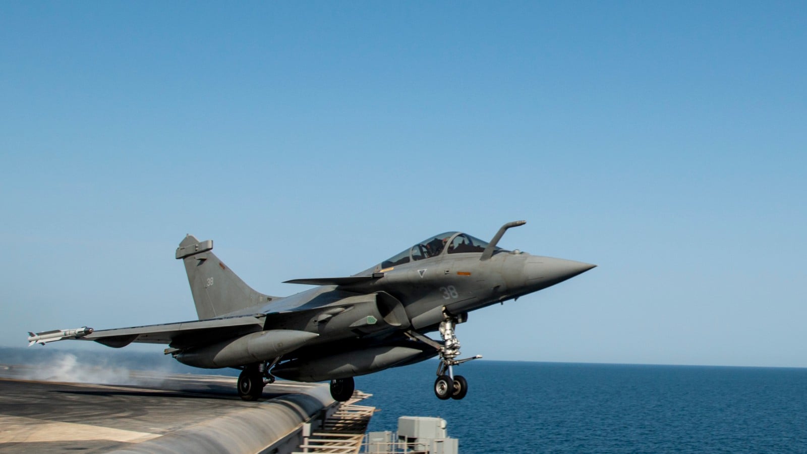 Rafale M Trials Begin in Goa Ahead of INS Vikrant Operations French Navy Rafale M launching from an aircraft carrier deck