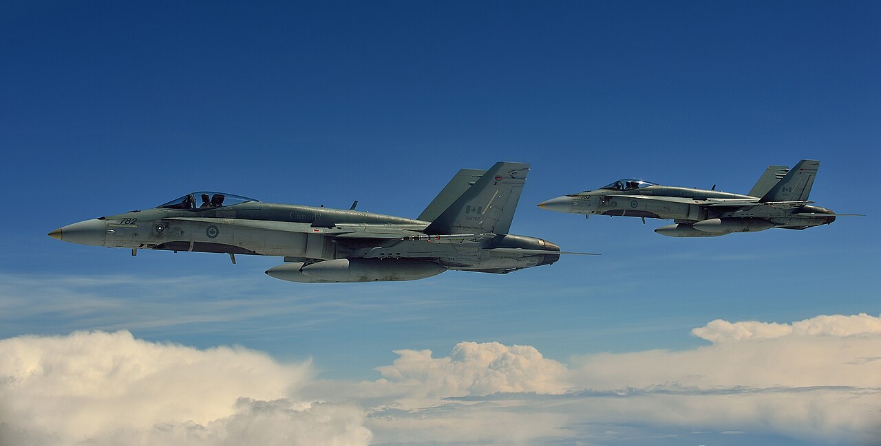 Two RCAF CF-188 Hornets during Exercise Maple Flag 2013