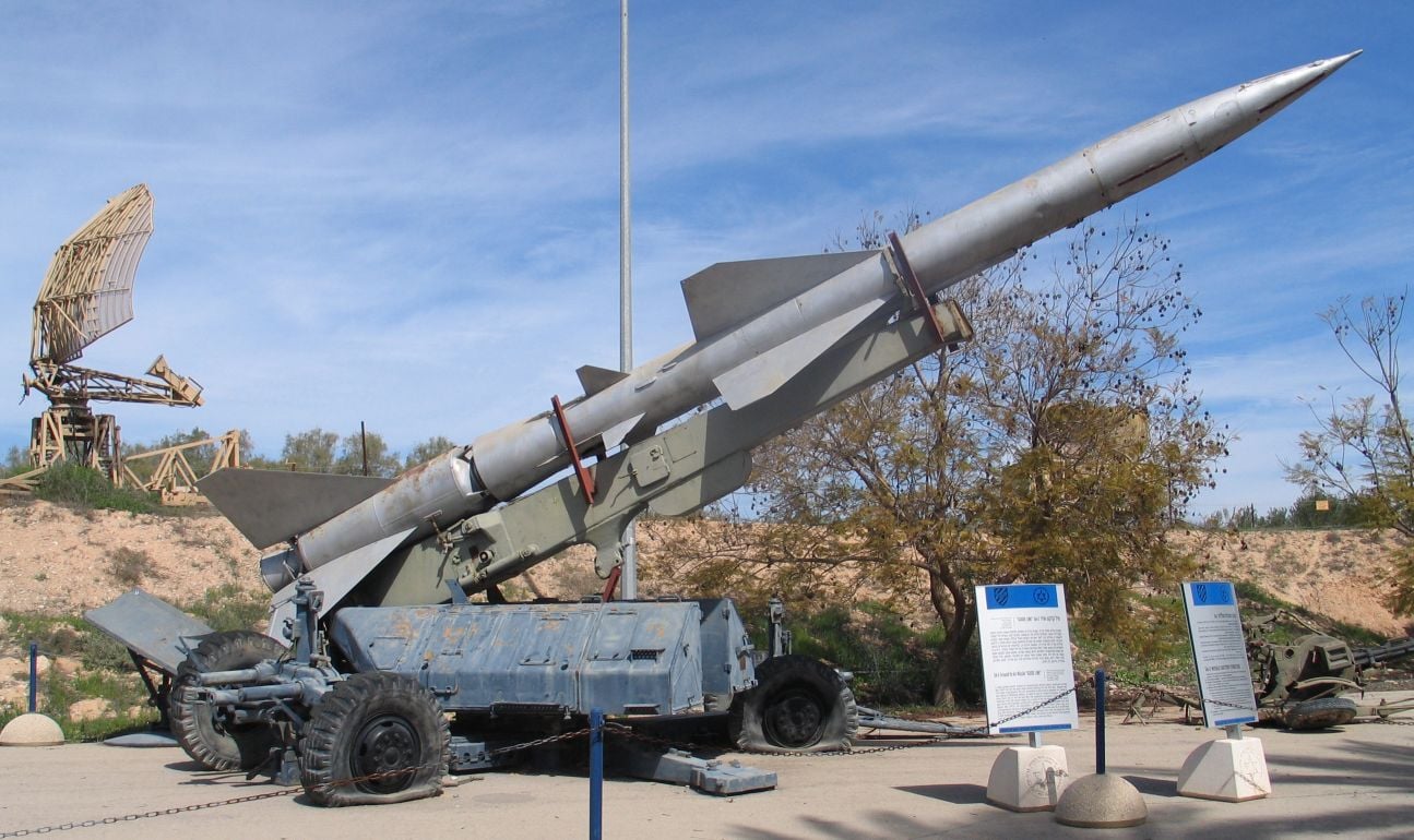 SA-2 Guideline (S-75 Dvina) surface-to-air missile on its launcher